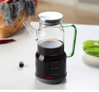 Pot à Huile et Vinaigre en Verre Soufflé à la Main, Moderne, Transparent, Épaissi, Personnalisable avec Logo, Compatible Micro-ondes, pour Cuisine et Camping, en Acier Inoxydable
