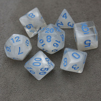 Dés à jouer DND/RPG en résine acrylique plastique polyédrique personnalisés, dragons et donjons, avec paillettes tourbillonnantes transparentes, violet et bleu, 7 pièces, Nian