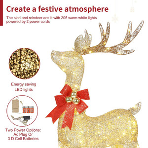 Lampe de Noël motif renne et traîneau blanc chaud, étanche, pour jardin, décorations et ornements lumineux pour arbre de Noël - Product Image 2