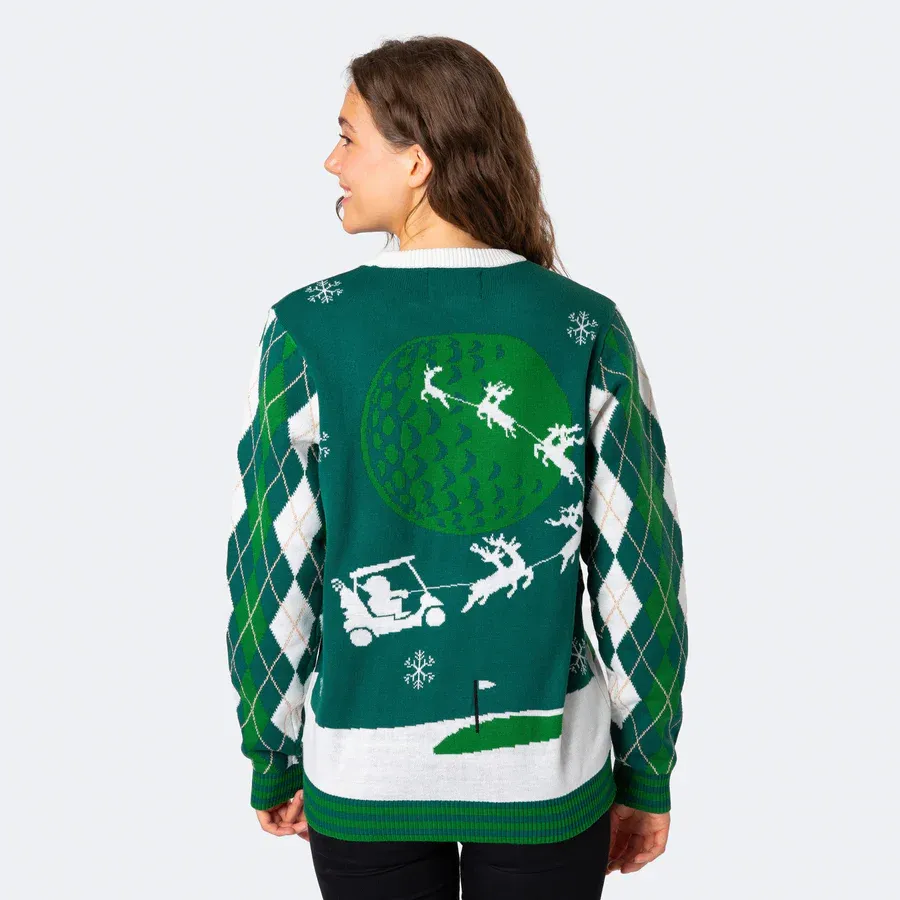 Maglione da donna Jacquard Color verde golfista natalizio lavorato a maglia Oversize maglione maglieria autunno inverno