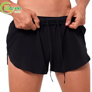 Shorts de sport 2-en-1 personnalisés pour hommes, avec fentes latérales, séchage rapide, couleur unie, pour la course et la gym - Product Image 5