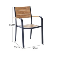 Ensemble de salle à manger d'extérieur de style moderne et résistant aux intempéries 4 chaises à cadre en aluminium robuste et table en plastique et bois pour patio, café et centre de villégiature