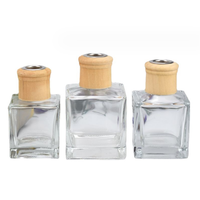 50ml pour Reed Diffuseur Bouteille Vide Parfum Rechargeable avec Bouchon En Bois et Rotin Bâton Bouchon À Vis D'étanchéité Emballé dans Carton