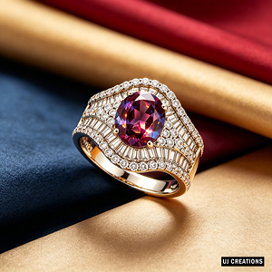 Bague personnalisée en or massif 10K/14K/18K avec saphir ovale de laboratoire, sertie de diamants en griffes, halo de diamants, certifiée IGI, taille brillant 10x8mm, VVS-VS - Product Image 4