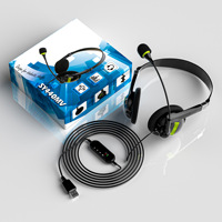Headset Komputer USB 3.5mm untuk Kelas Online Siswa, Khusus Call Center Bisnis, Berkabel, Over-ear, Kontrol In-line Opsional