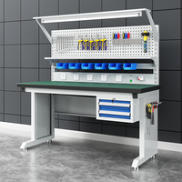 Banc de travail industriel antistatique robuste, personnalisable OEM, 2 tiroirs avec serrure à clé, capacité de charge de 800 kg pour atelier d'usine