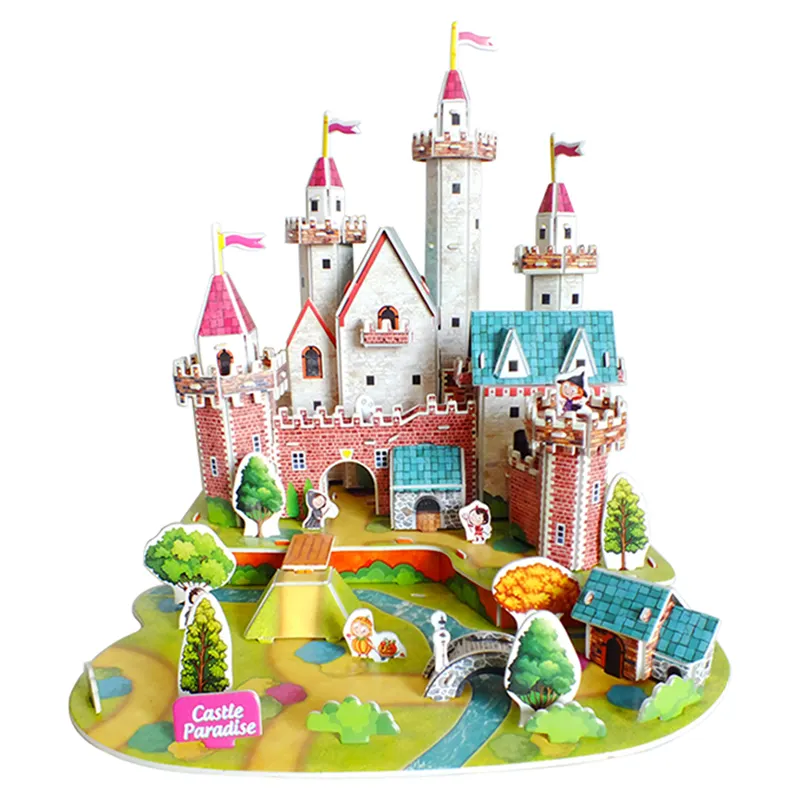 Puzzle château magnétique en 3D, de papier personnalisé, jouets éducatifs, pour magasin de jouets, 2022