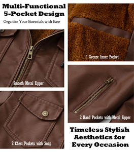 Мужская водонепроницаемая куртка-бомбер из искусственной кожи - Product Image 3