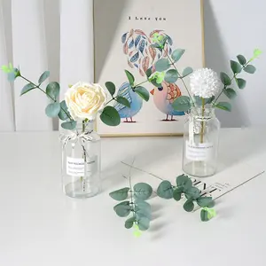 JCF388 nouveauté vente en gros tige unique artificielle ronde 34cm feuille d'eucalyptus avec baie vraie touche pour le jardin - Product Image 1