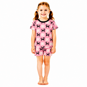 Conjunto de Pijamas para Meninas com Estampa de Desenho Animado Personalizada em Fibra de Bambu Macia, Camiseta de Manga Curta e Calças com Cintura Elástica - Product Image 5