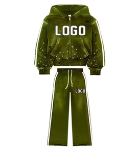 Custom Cotton Vintage Streetwear Hoodie with Rhinestones and Sequins for <strong>Men</strong> and Teens Low MOQ Knitted Zip Running <strong>Green</strong> <strong>Hoodies</strong> - Product Image 5