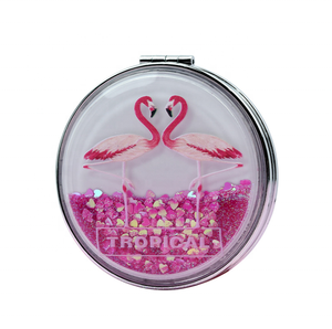 <span class=keywords><strong>Miroir</strong></span> de poche portable en forme de flamant rose avec paillettes liquides brillantes en cristal de licorne, <span class=keywords><strong>miroir</strong></span> de maquillage pour filles - Product Image 5
