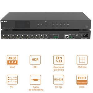 Conmutador HDMI 4x2 <span class=keywords><strong>4K</strong></span> 60HZ <span class=keywords><strong>HDR</strong></span> para Matriz 4 Entradas 2 Salidas con Descodificador HDCP2.2, Extractor de Audio/Reproductor <span class=keywords><strong>Blu</strong></span>-<span class=keywords><strong>ray</strong></span> ARC, Mini Sistema - Product Image 5