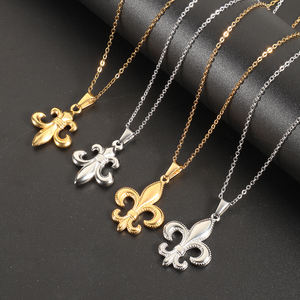 Collar Vintage con colgante de flor de loto de lirio, collar de <span class=keywords><strong>acero</strong></span> <span class=keywords><strong>inoxidable</strong></span> chapado en oro de 18 quilates para hombres y mujeres - Product Image 1