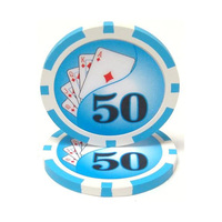 Keripik Poker Plastik Grosir Logo Kustom Nilai Tertentu Murah 11.5g PS Keripik Poker Golf Dengan Sisipan Logam untuk Hiburan