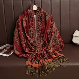 Wholesale Custom Muslim <strong>Scarves</strong> Jacquard Big Winter Shawl Style Wool Floral <strong>Paisley</strong> <strong>Scarf</strong> <strong>Scarves</strong> - Product Image 6