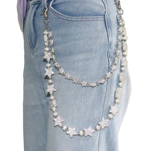 Cadena de Cartera con Diamantes Completos, Estilo Hip Hop, Doble Capa, Cadenas para Jeans, Cadenas de Bolsillo con Pedrería para Mujer - Product Image 1
