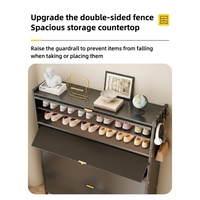 Style contemporain 90 °   Meuble à chaussures en métal avec porte rabattable pour l'entrée, rangement de chaussures avec armoire anti-poussière