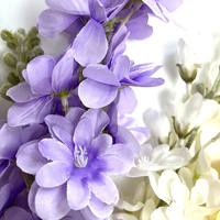 Nouvel Arrivage G051301 Fleurs de Delphinium Réalistes Blanc Bleu en Latex pour Mariages et Décorations Florales Maison Effet Naturel Fête des Mères