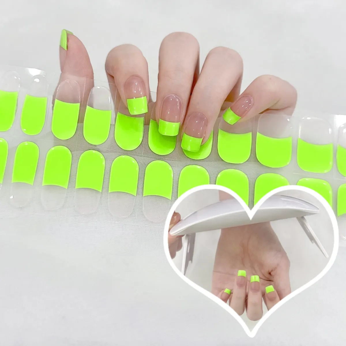 Etiqueta privada personalizada Gel esmalte de uñas pegatinas Neon Disco Press Nail Wraps Uv Gel Nail Strips con lámpara Uv