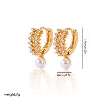 HYL Jewelry Sweet Multi-Style Pearl Design Pendientes de circón chapados en oro de 18K Joyas de oro al por mayor