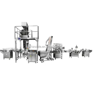 Otomatik fabrika plastik kavanozlar kahve tozu baharat dolum paketleme makinesi ile kantar kombinasyonu