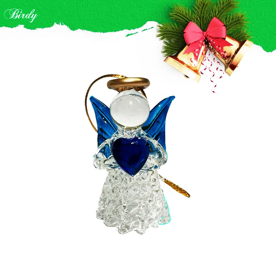 Синий бриллиантовый стеклянный кулон ручной работы Ангел Рождественская елка праздничное украшение Премиум бокал кулон Ангел