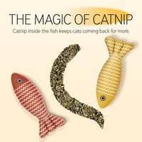 Mainan Ikan Catnip dari Kain Linen, Mainan Kunyah dan Tendang untuk Kucing, Mainan Interaktif untuk Menggigit dan Menendang dengan Isian Kapas PP