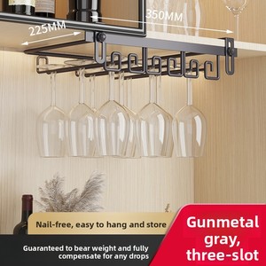 Estante de Lujo para Copas de Vino de Acero sin Perforaciones, Soporte para Copas Colgantes al Revés para Cocina - Product Image 6