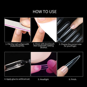 Nouvel Arrivage Faux Ongles 192 pièces Sans Soudure Formes Mixtes Couverture Complète Très Longs Ballerine Cercueil Stiletto Capsules d'Ongles en Gel Souple - Product Image 5