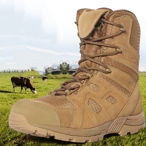 Botas tácticas para hombre al aire libre con cremallera lateral de cuero botas de combate para motocicleta <span class=keywords><strong>Trooper</strong></span> zapatos de trabajo de senderismo de alta calidad - Product Image 2