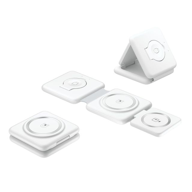 Wholesale 15W Fast Charging 3-in-1 Magnetic Wireless Charger Foldable White Black for Smartphone Watch Earphone OTP PD 3.0