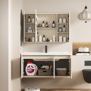 Nouvelle combinaison de meuble-lavabo intelligent pour salle de bain, lavabo en céramique intégré - Product Image 3