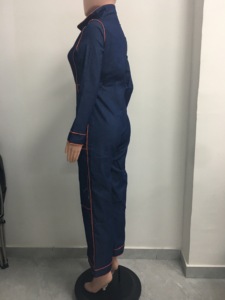 Combinaison décontractée pour femmes, nouvelle collection automne/hiver, coupe ajustée, col en V, grande taille, couleur unie, grande poche, tendance - Product Image 5