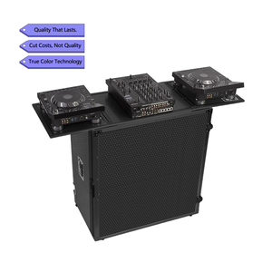Mesa de DJ Portátil con Ruedas y Asa, Cabina de DJ Portátil con Estuche de Transporte, Marco de Aluminio Negro y Madera Contrachapada para Ferias Comerciales - Product Image 1