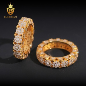 새로운 디자인 아이스 아웃 골드 도금 힙합 반지 925 스털링 실버 남성용 완전 Moissanite 맞춤 반지 - Product Image 2