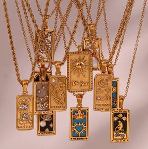 Ins Stijl Mode Retro Populaire Hot Selling Hanger Rvs Rechthoekige Druppelende Zirkoon <span class=keywords><strong>Tarot</strong></span> Ketting - Product Image 1