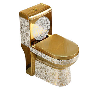 Inodoro de Cerámica Dorado 2020, Asiento de Inodoro Chino, Inodoro Dorado para Baño, Inodoro Estándar con Sifón en S de 300mm - Product Image 1