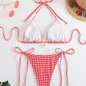 Conjunto de bikini de dos piezas con estampado y lazo, estilo europeo y americano, sexy, para vacaciones, para mujer, 2024, sitio web independiente de AliExpress - Product Image 2