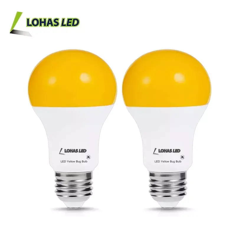 Indoor Auto On And Off Light Sensor Dusk To Dawn Lamp A19 120v E26 9w Yellow Amber Bulb Light Bulb Led Light Bulb For Bedroom