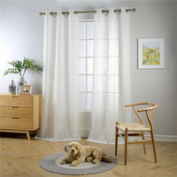 Tissu Voile Palma Uni 320CM en Coton et Lin Blanc pour Rideaux Transparents de Salon, Chambre et Maison