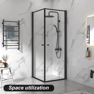 框架淋浴房90x90方形铝钢化玻璃无框3年亚克力现代Ce酒店黑色淋浴浴缸6毫米