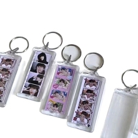 Mini porte-clés cadre photo 4 grilles en résine acrylique transparente, pendentif photo DIY
