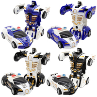 Cadeau d'anniversaire pour garçon, jouet robot transformable à une touche, voiture à friction, mini-modèles en plastique, jouets pour enfants