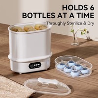 Stérilisateur-sécheur électrique pour biberons de grande capacité, stérilisateur à vapeur pour 6 biberons, tétines et accessoires