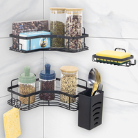 Nouvelle étagère de salle de bain murale 3 pièces en acrylique avec fixation adhésive, télescopique, style luxe léger, pour salle de bain et lavabo