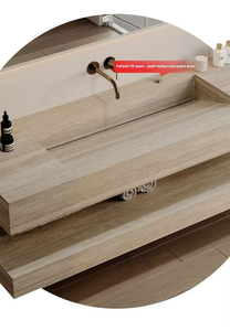 Wash Basin Floating Vanity Bathroom Hotel Wall Mounted Stone Top Integrated Sink Travertine Bathroom Vanity - Product Image 3
