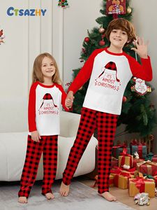 Pyjamas d'hiver européens et américains décontractés Vêtements de maison de Noël Costume Chapeau respirant Lettre Impression numérique Patchwork à carreaux pour - Product Image 2