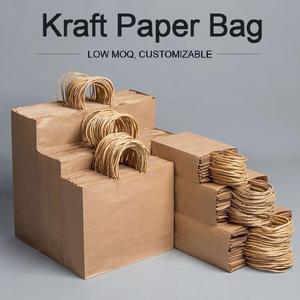 Bolsas de Papel Kraft para Llevar Compras, con Asas Blancas, Marrones <span class=keywords><strong>y</strong></span> Negras, Impresas con Logotipo Personalizado, Reciclables, al por Mayor - Product Image 2