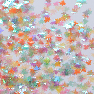 Automne jaune 3D <span class=keywords><strong>flocons</strong></span> ultra-minces 12 grilles miroir feuille d'érable ongles paillettes holographique papillon dégradé plastique vernis - Product Image 4